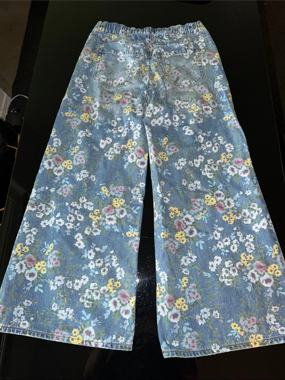 GAP Floral Wide-Leg Jeans in Light Blue